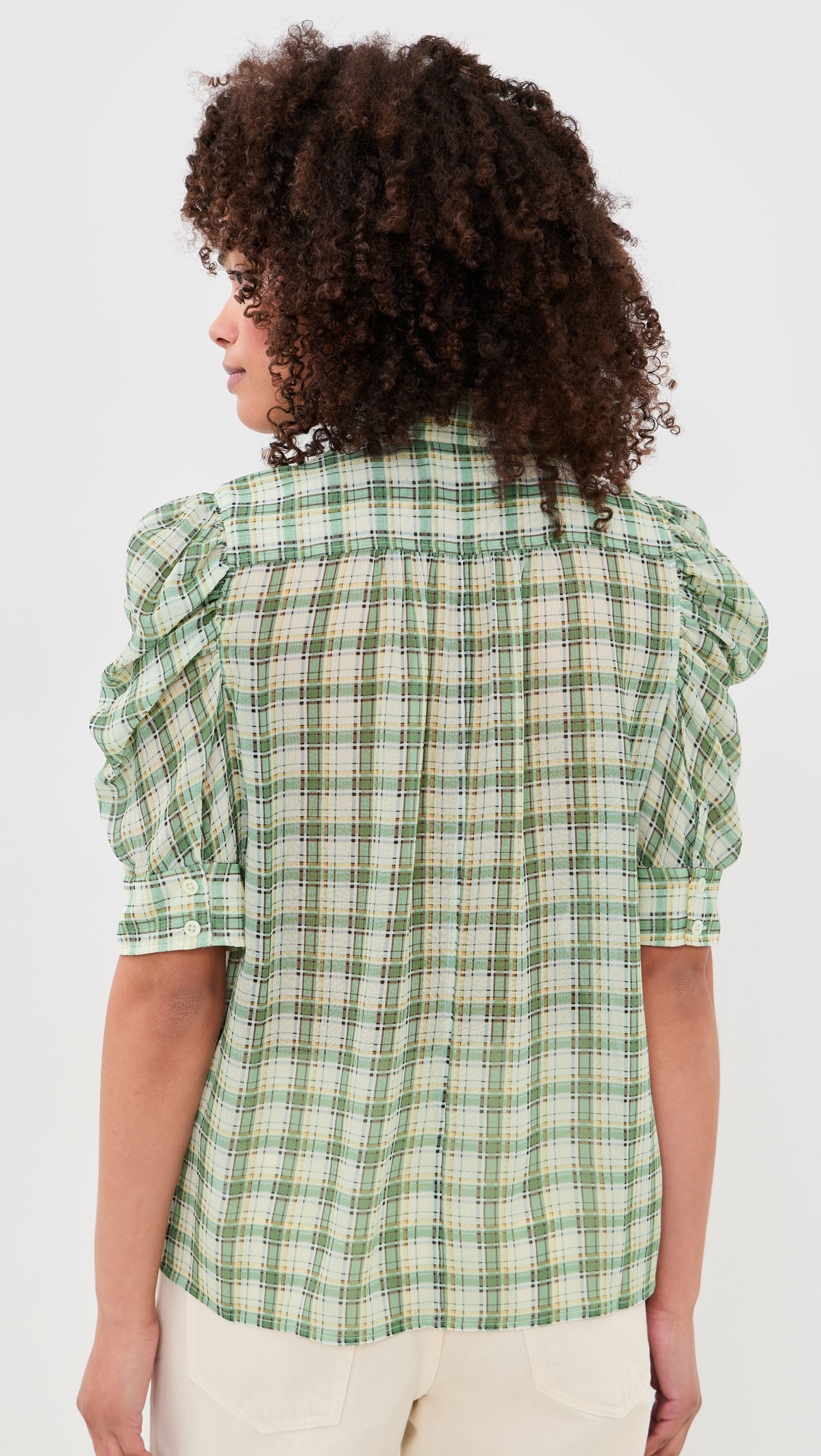 The Gillian Top Jade Green Plaid