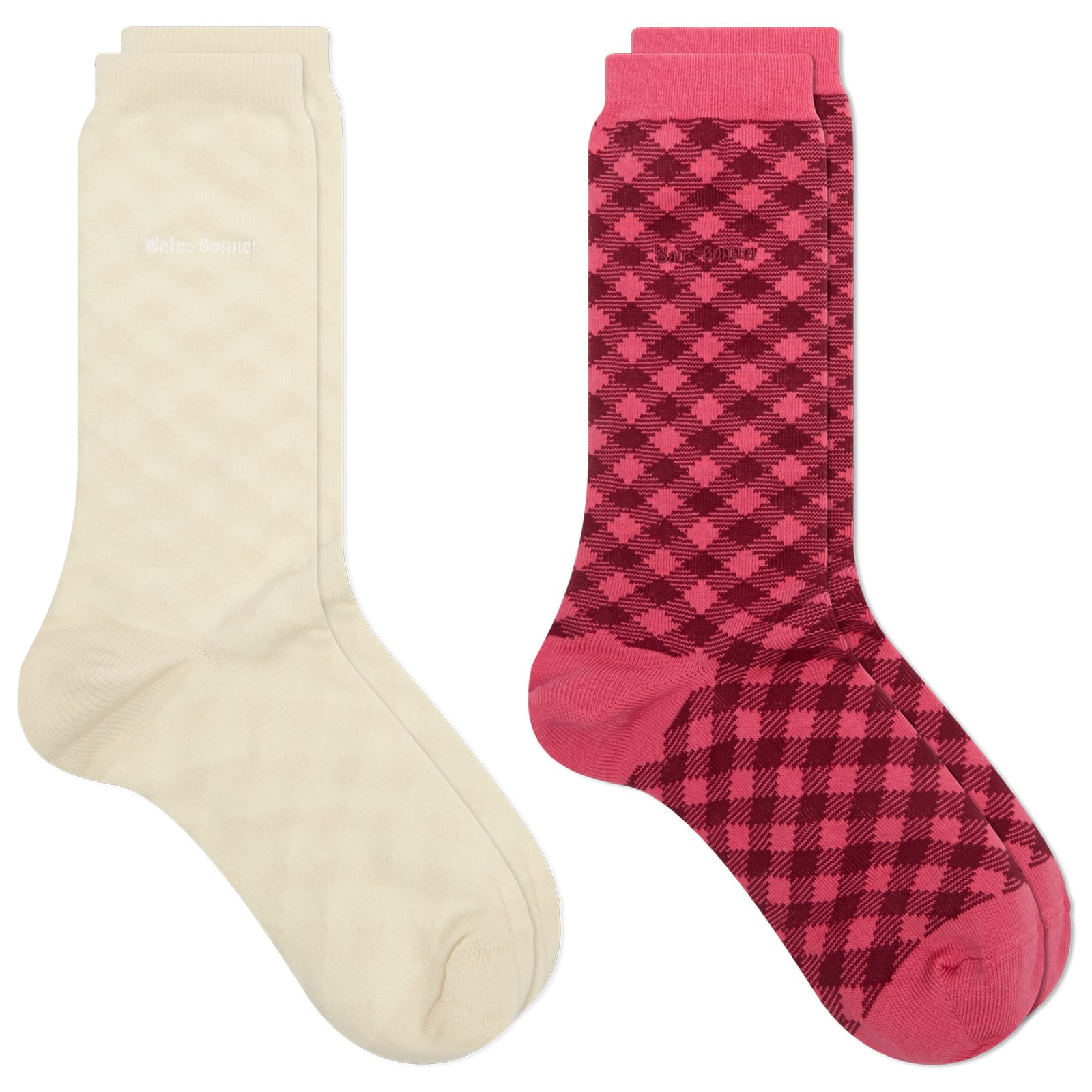 Women's x Wales Bonner Check Socks Craft Pink/Clear Brown