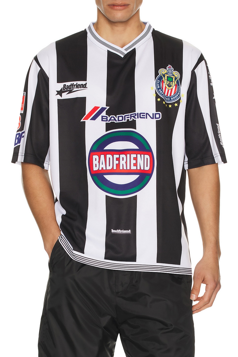 Badfriend Badfriend Soccer Jersey in Black. S. Also in L, M, XL/1X