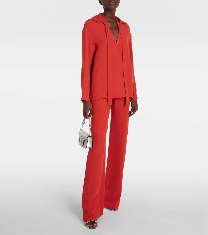Tie-neck silk blouse