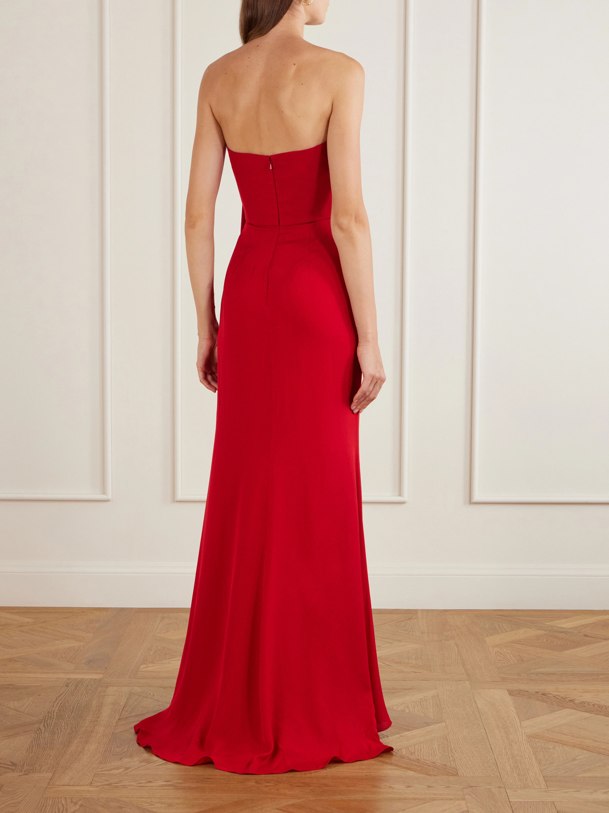 Draped Silk-georgette Gown - Red
