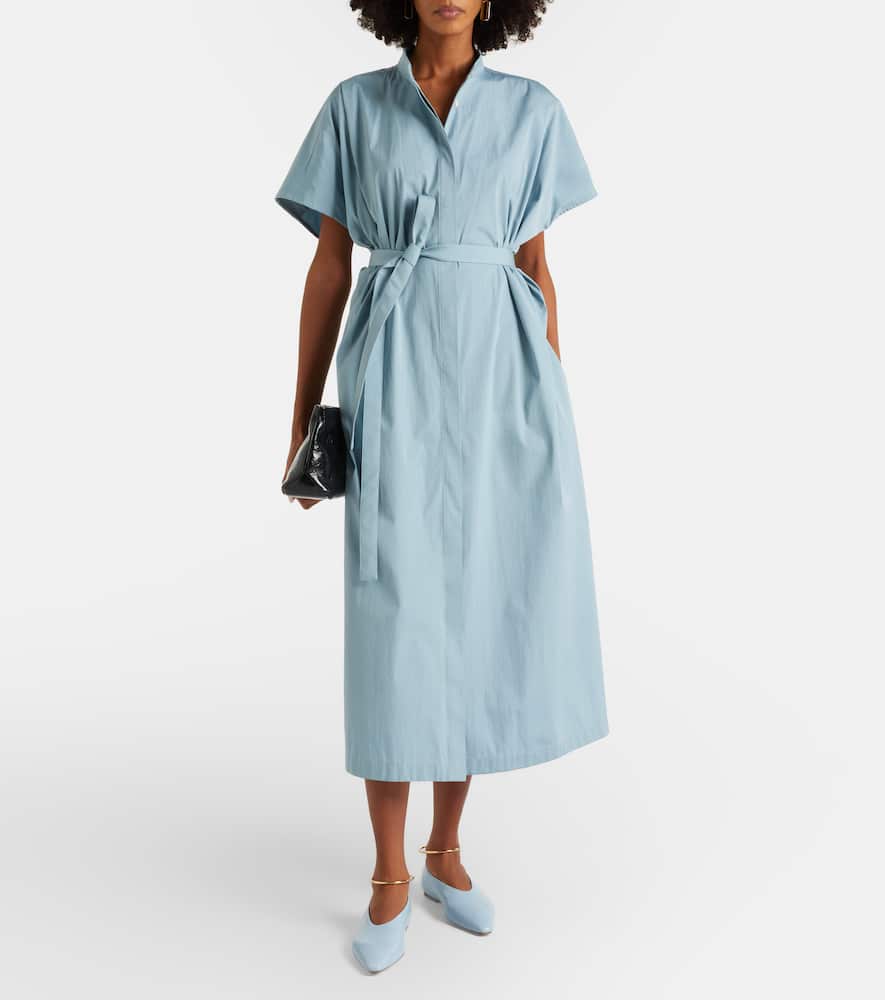 Belted cotton poplin shirt dress