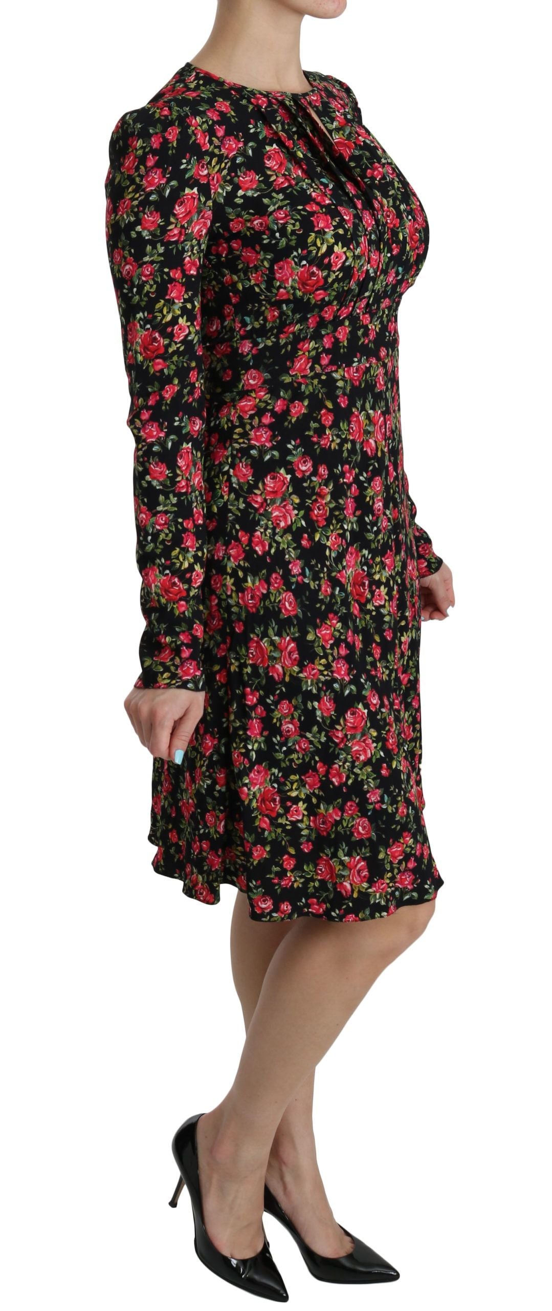 Floral Viscose Dress — Black