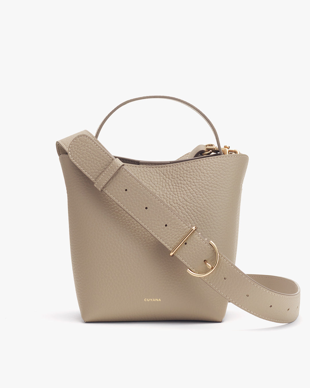 Women's Mini Linea Bucket Bag in Stone | Pebbled Leather