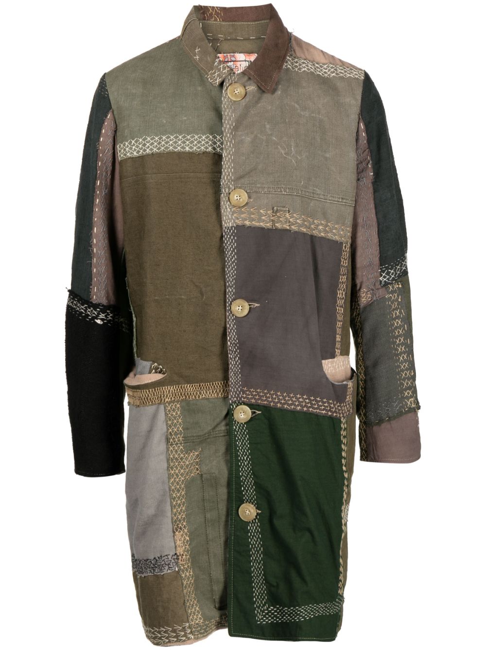 Cedric cotton single-breasted coat - Brown