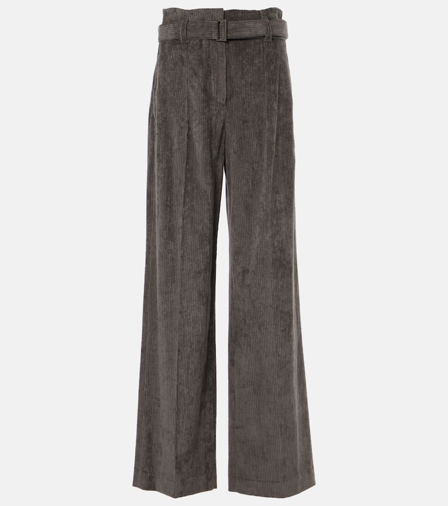 High-rise cotton tapered pants