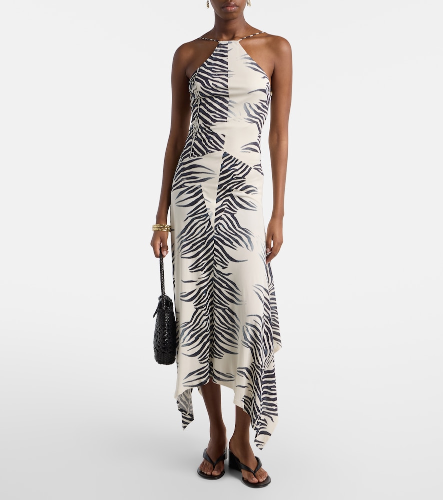 Artemis asymmetric zebra-print gown