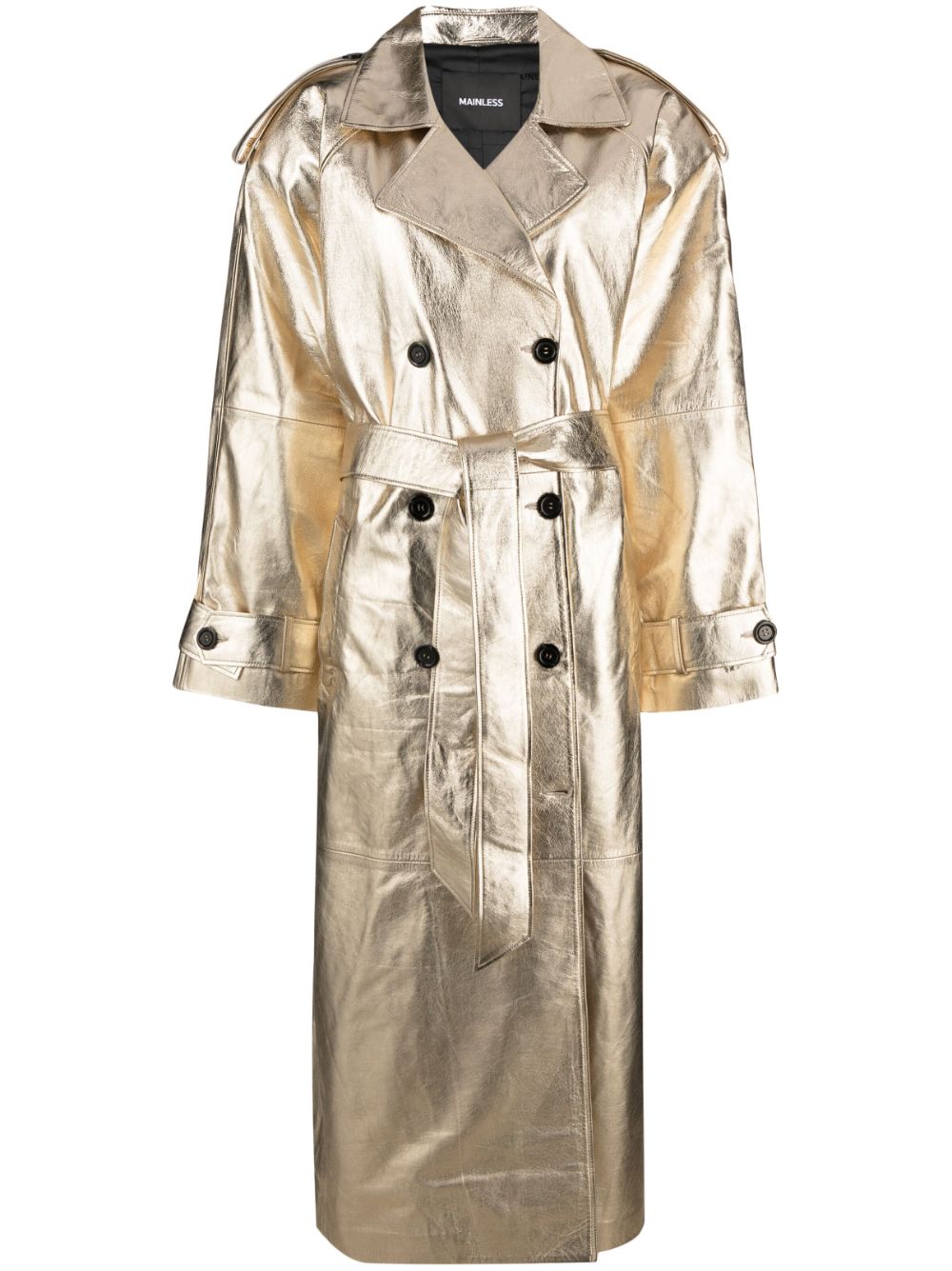 Double-breasted lamé coat - Neutrals