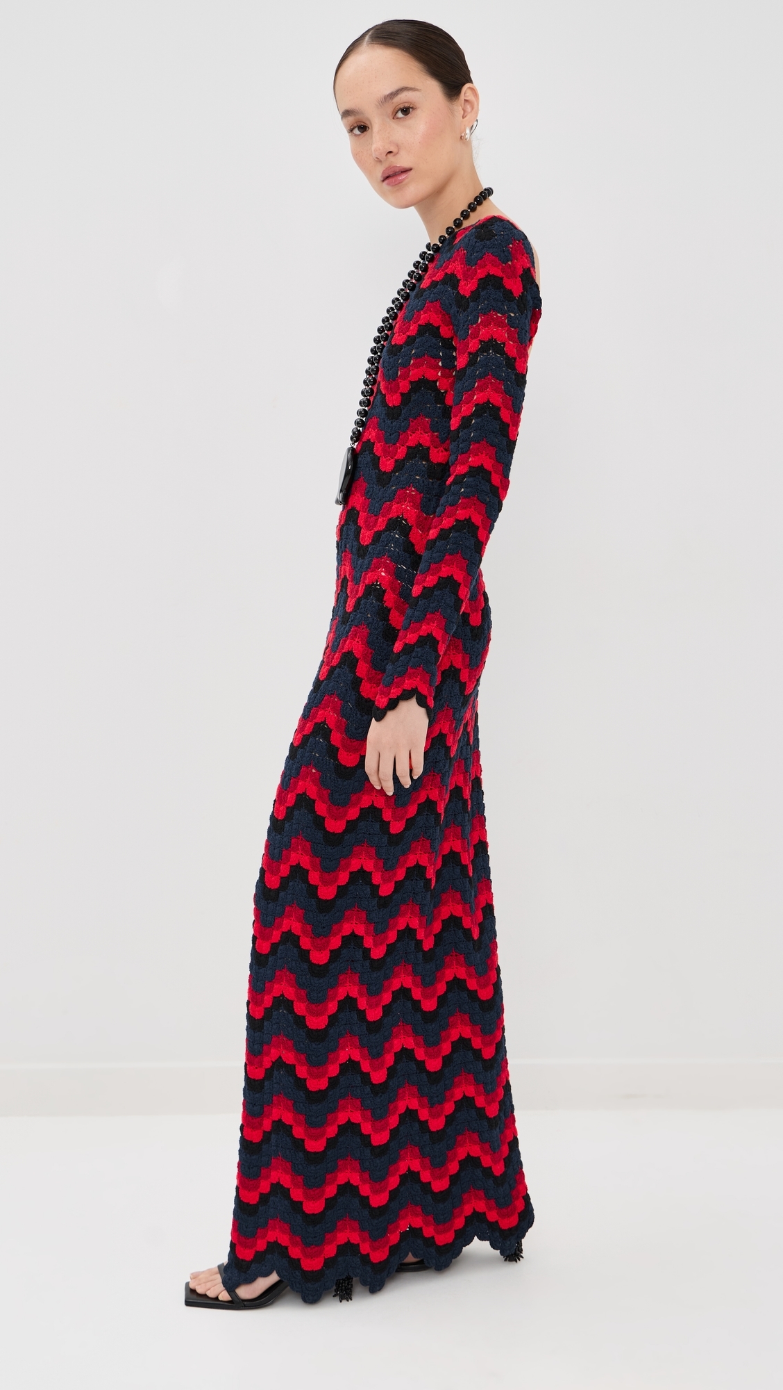 Ursula Crochet Maxi Dress RED / NAVY