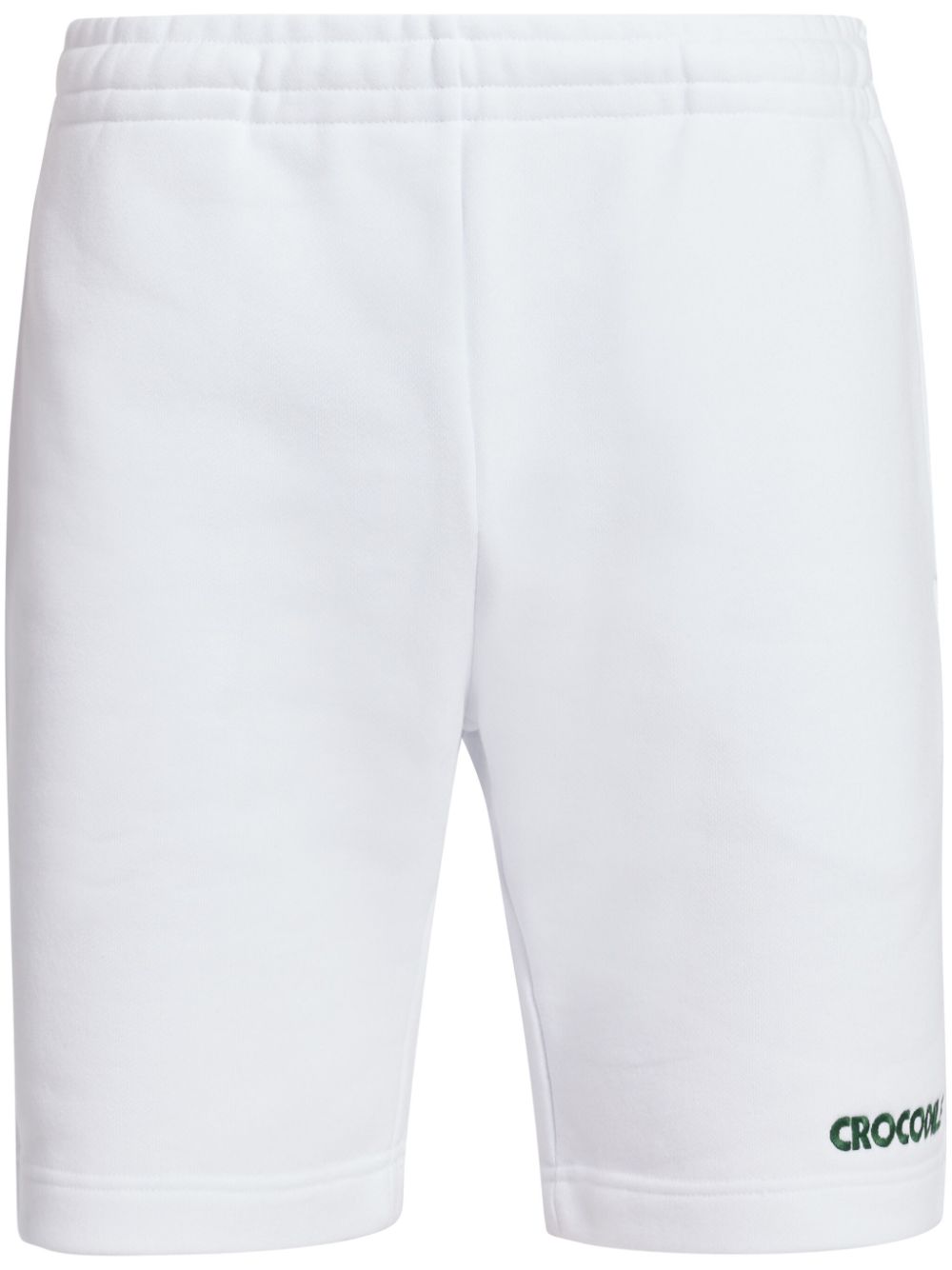 Slogan-embroidered cotton track shorts - White