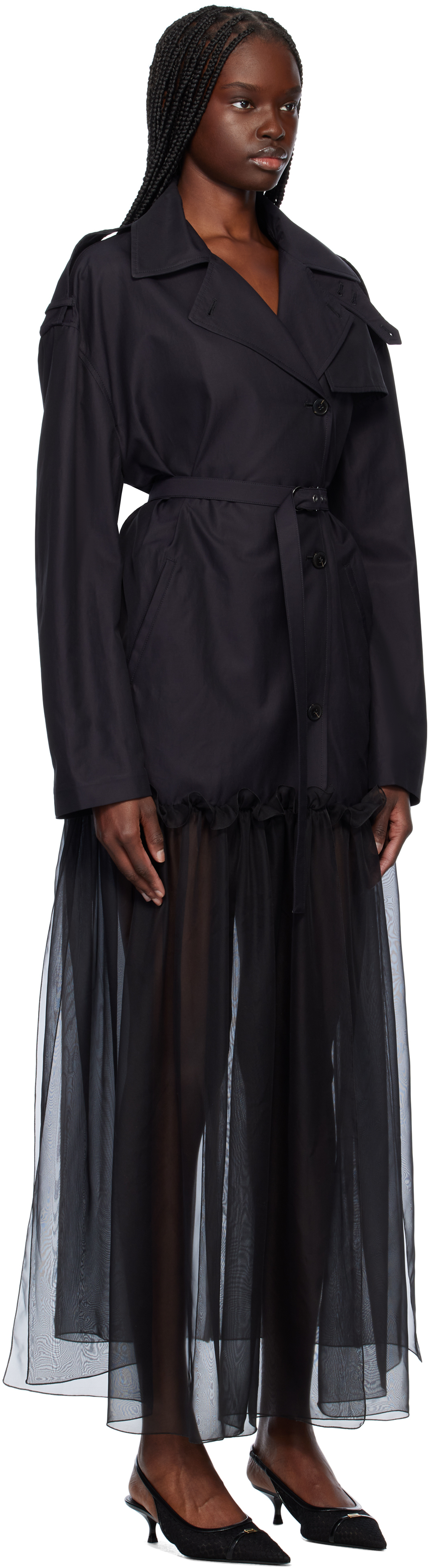 Nensi Dojaka Black Mia Hybrid Trench Coat