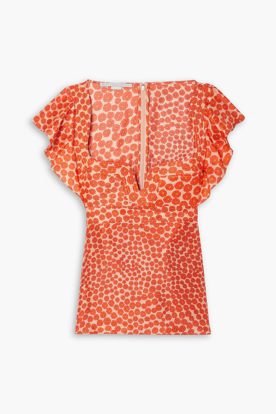 Floral-print silk-habotai top - Orange - IT 34