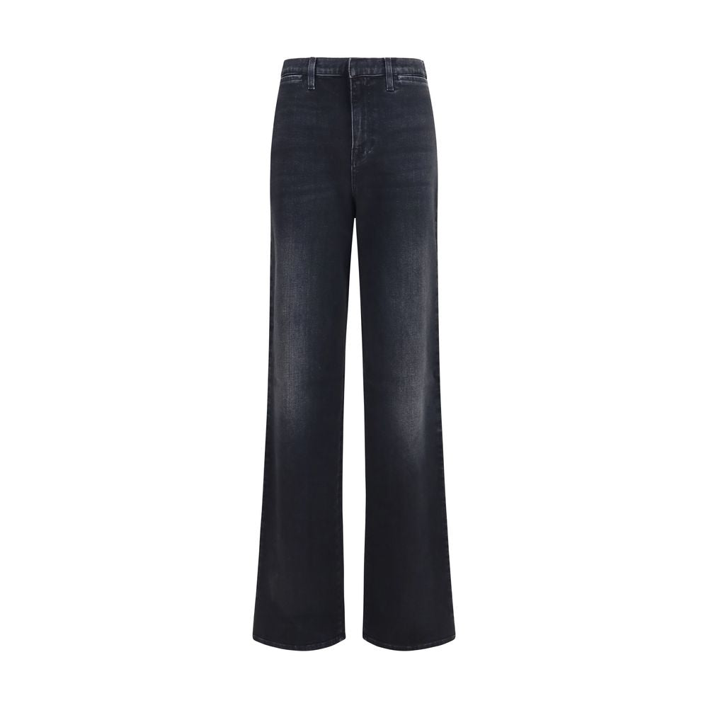 Web Stripe Stretch Cotton Jeans — Black