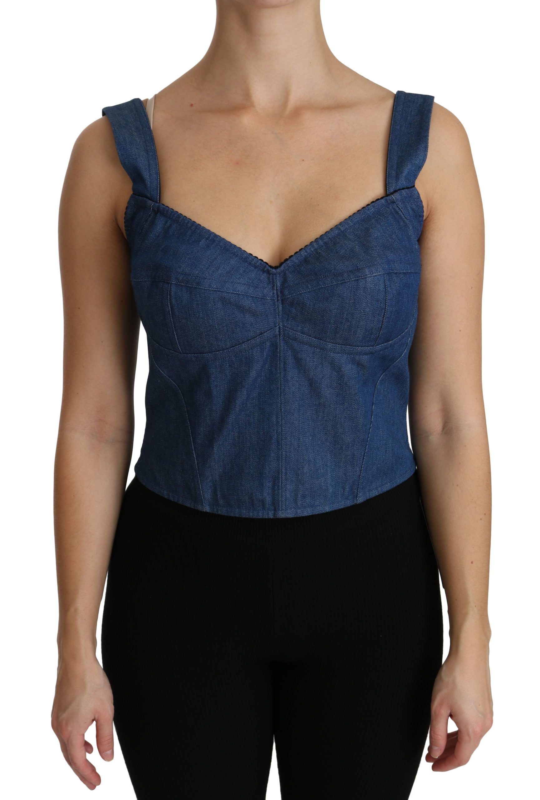 Denim Bustier Blouse — Blue