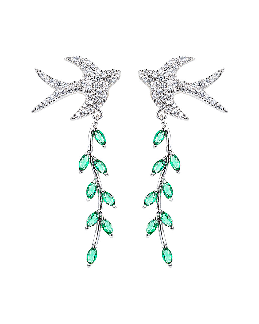 CZ White Bird Drop Earrings