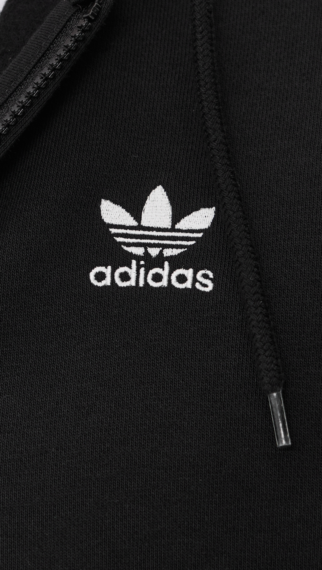 Trefoil Essentials Full Zip Hoodie Black