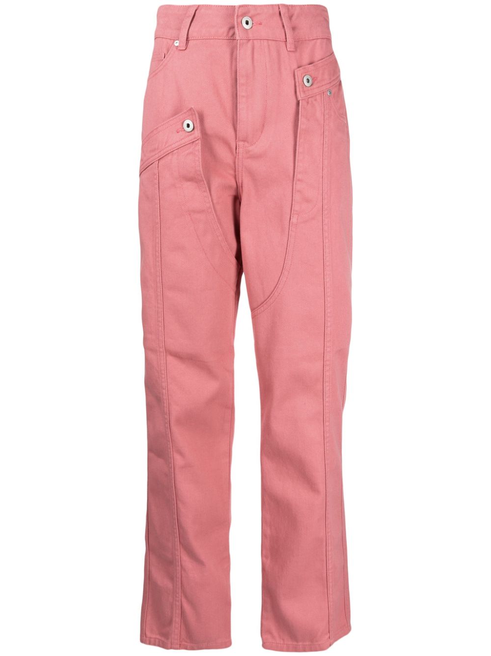 High-waist straight-leg jeans - Pink