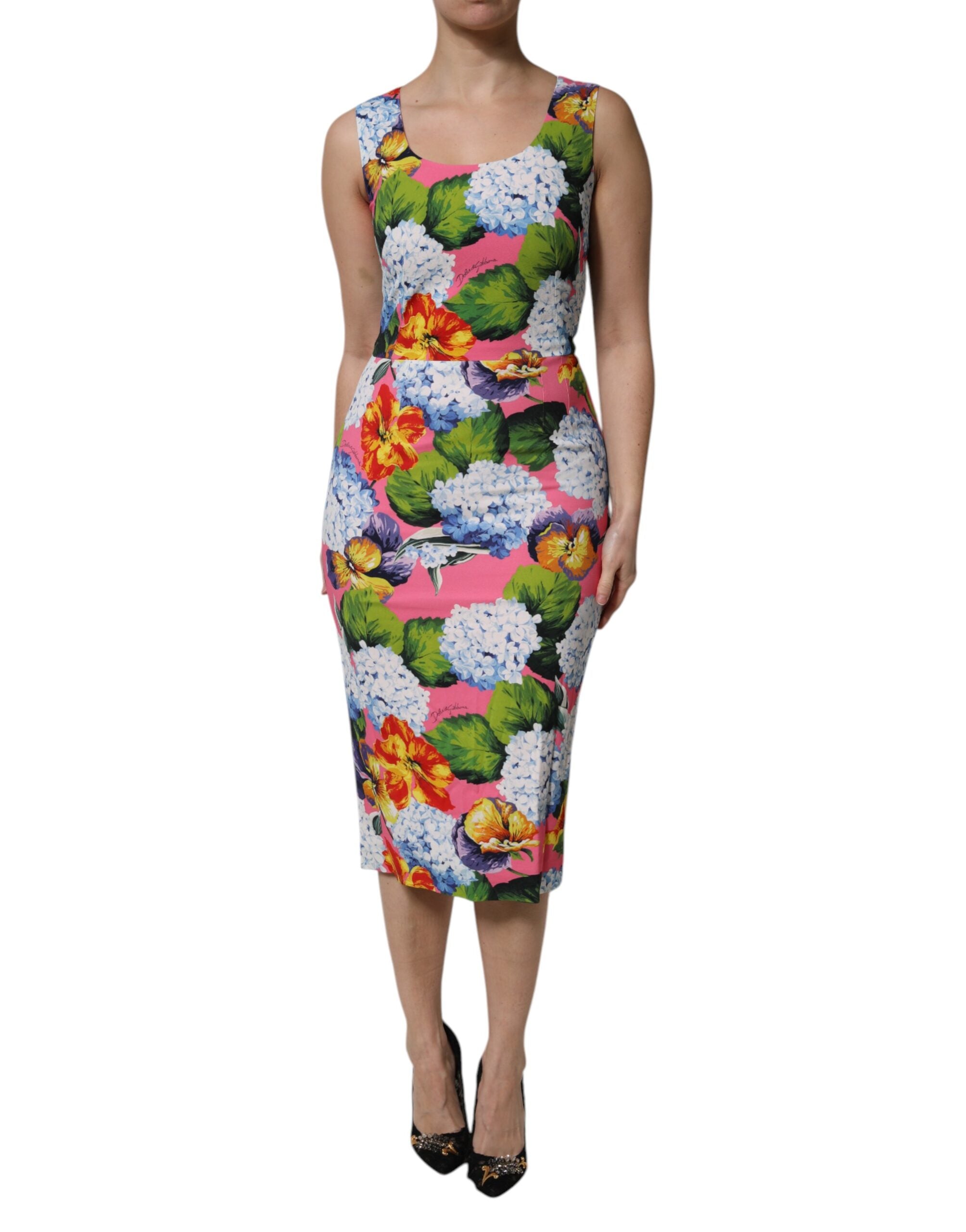 Floral Print Viscose Dress — Multicolor