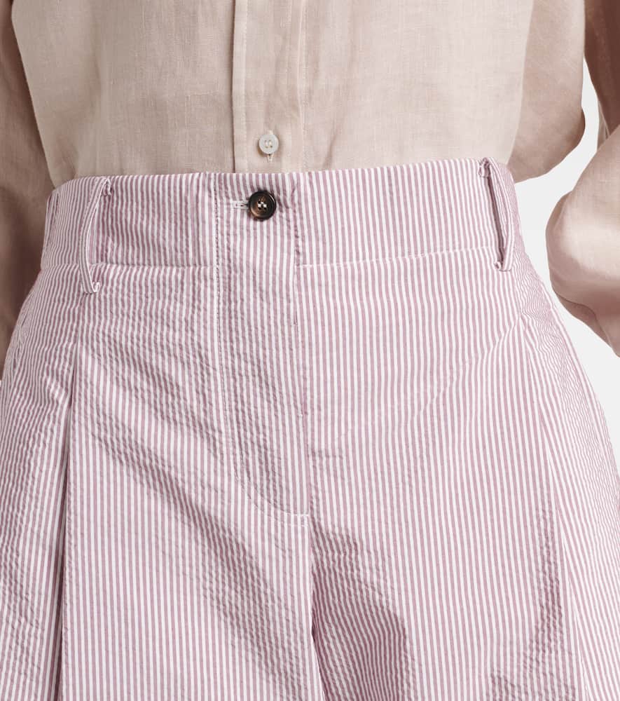 Striped cotton-blend Bermuda shorts
