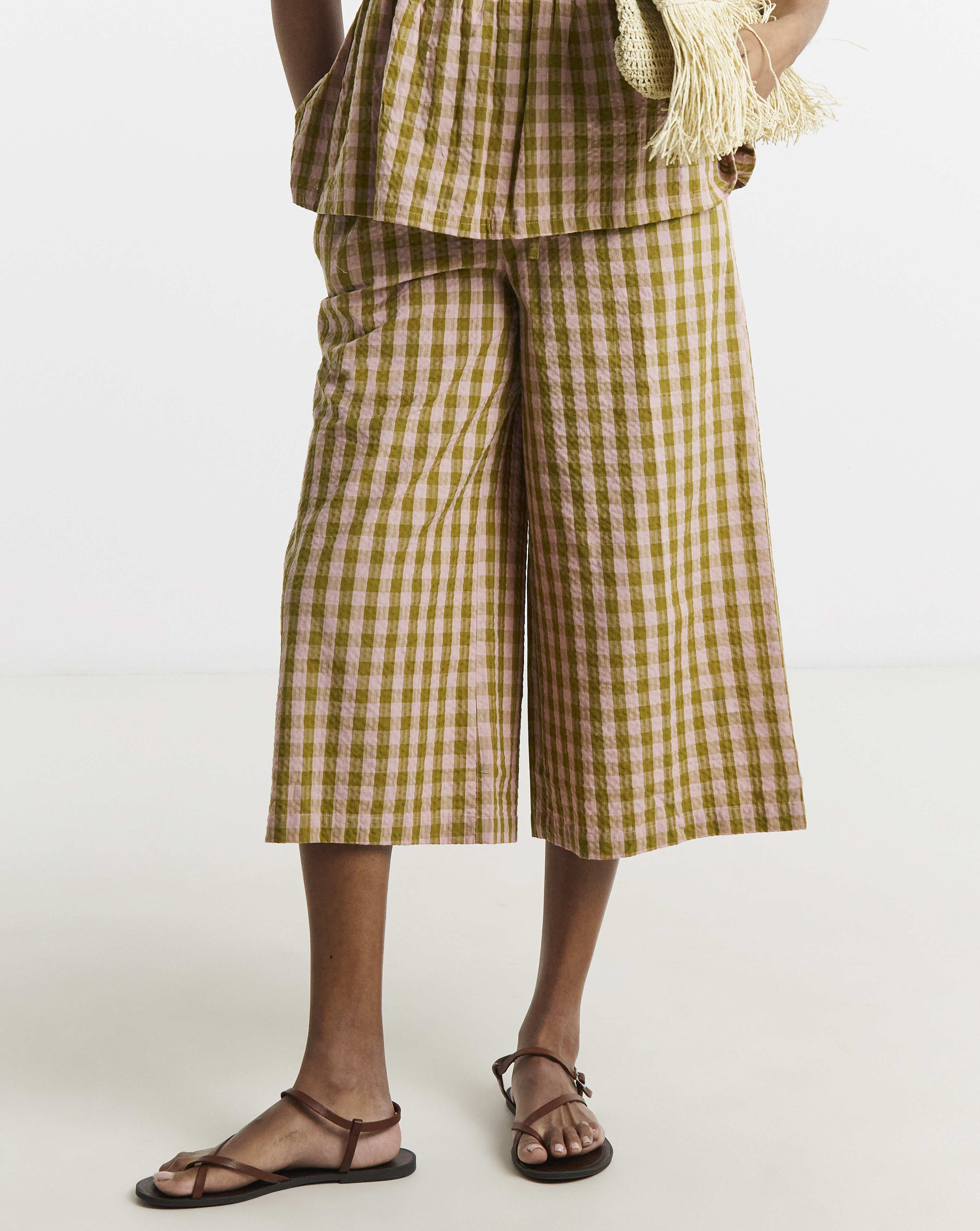 Brown and Pink Gingham Cullotte