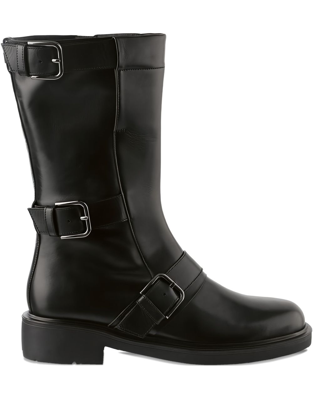Billie buckle-embellished leather biker boots - Black
