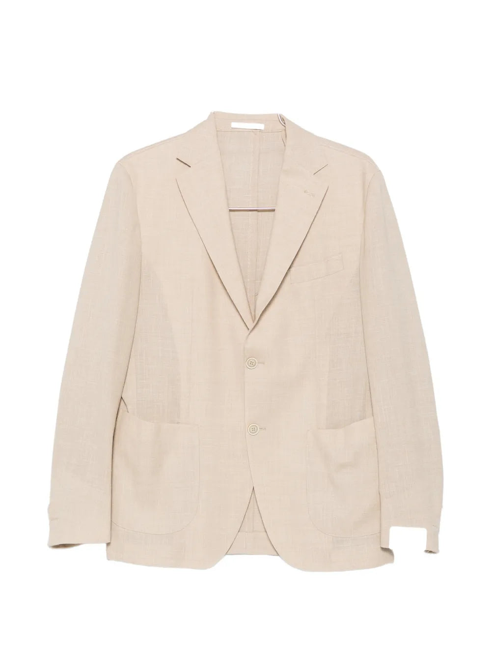 Notched-Lapel Blazer — Beige