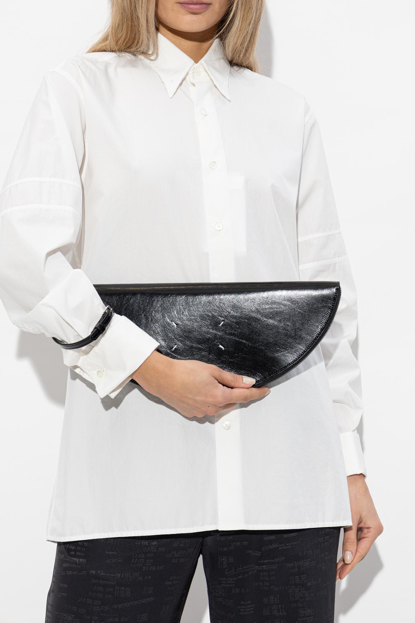 Leather Handbag, Unisex, Black