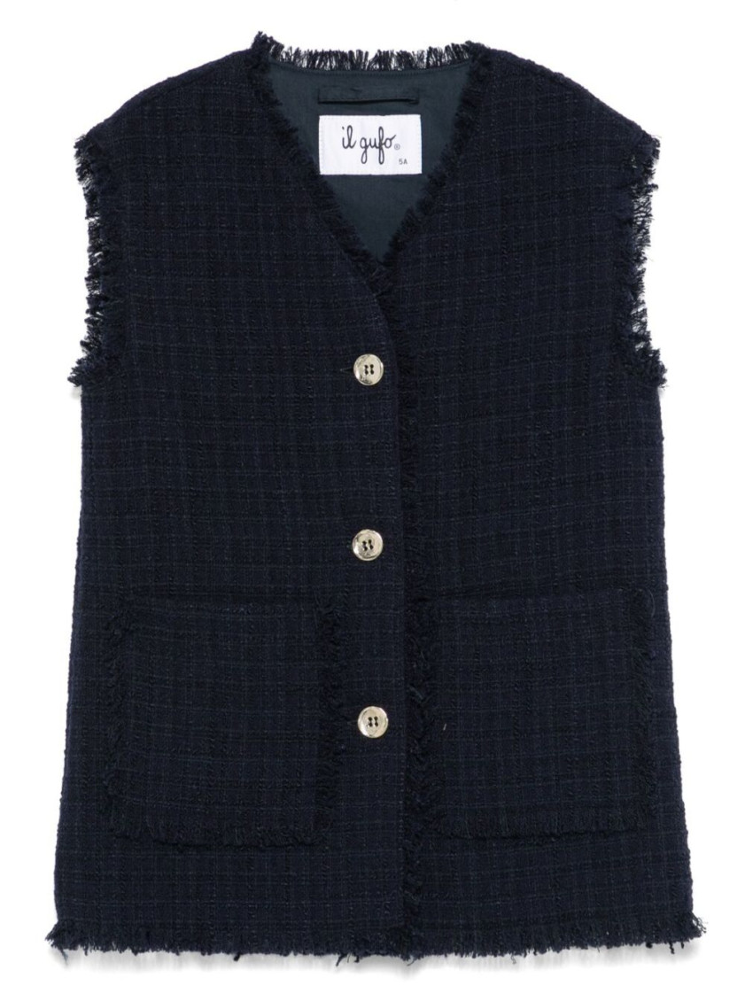 Girls Navy Blue V Neck Jacket