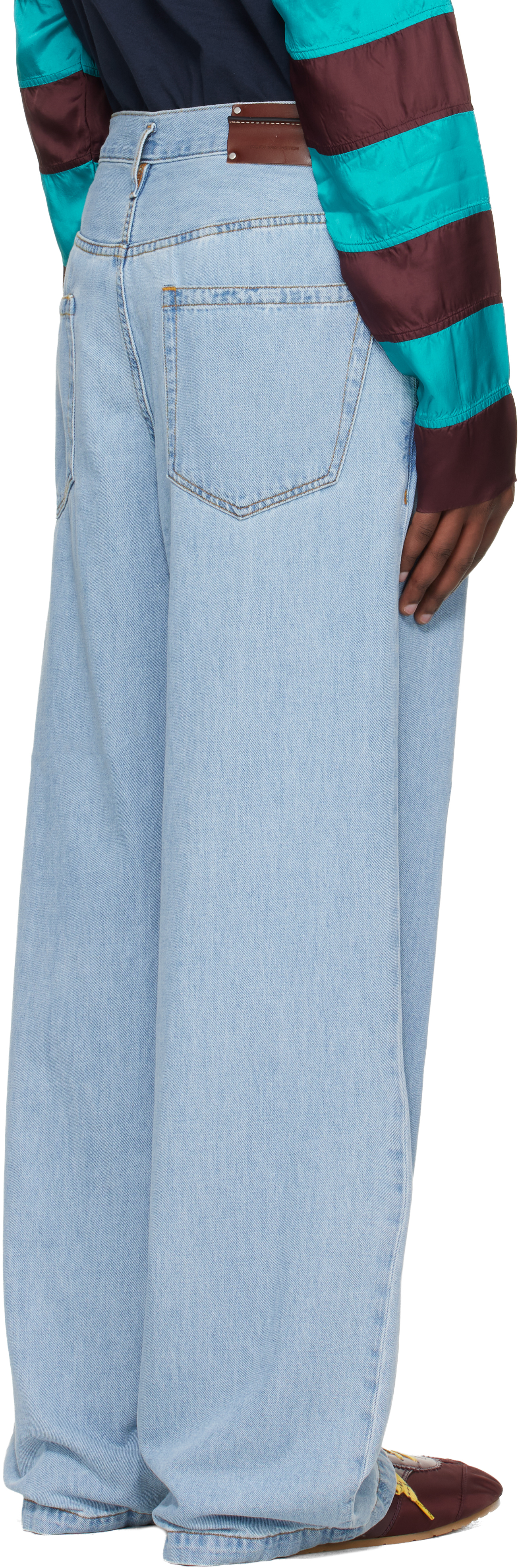 Blue Pleated Jeans