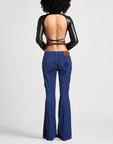 Woman Pants Blue Size 28 Cotton, Elastane