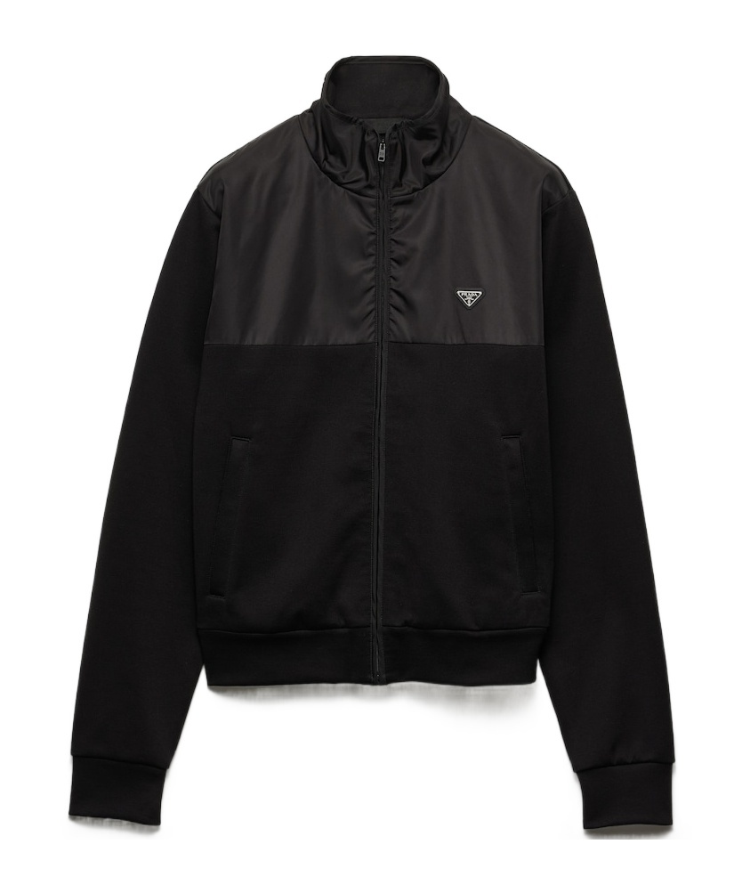 Cotton fleece zipper jacket with Re-Nylon details