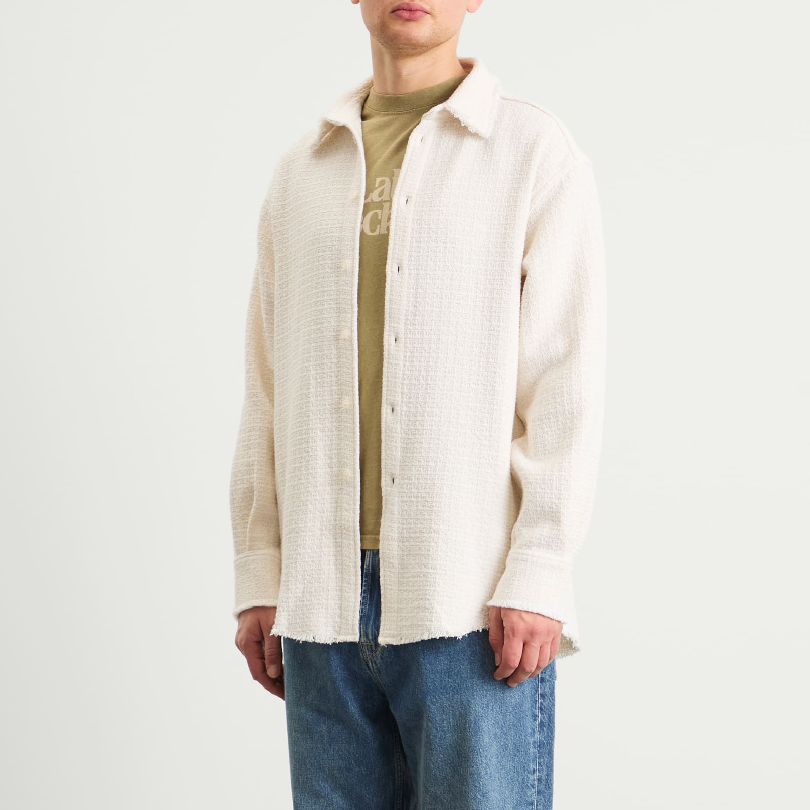Men's White Raw Edge Western Shirt