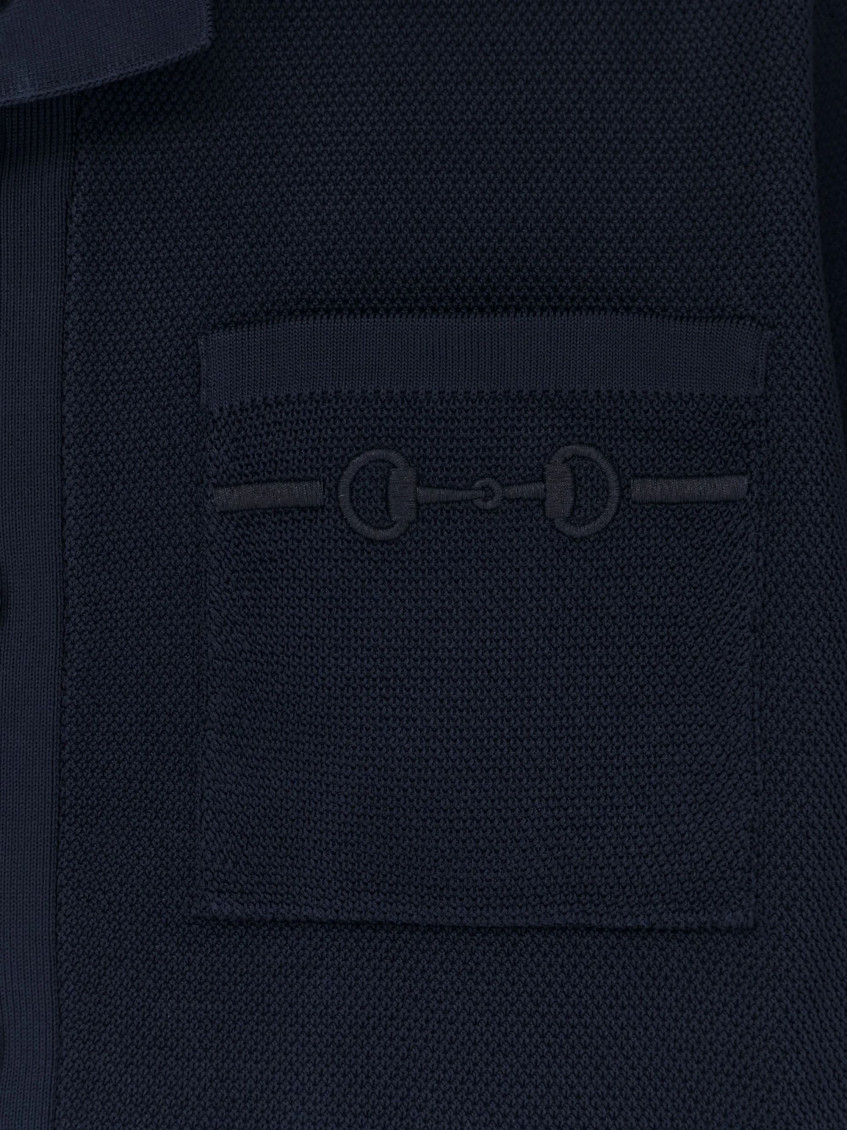 Viscose Blend Polo Shirt With Front Horsebit Embroidery