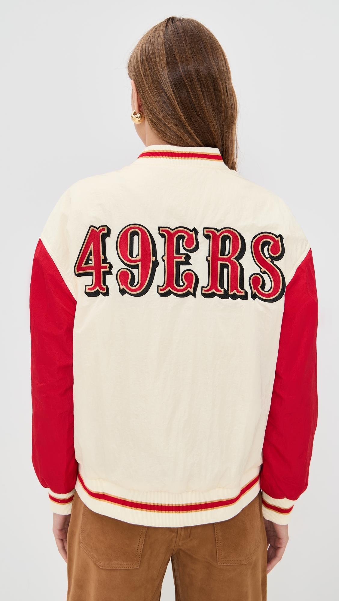 49rs Colorblock Bomber Jacket 49ers Sugar Swizzle/Red