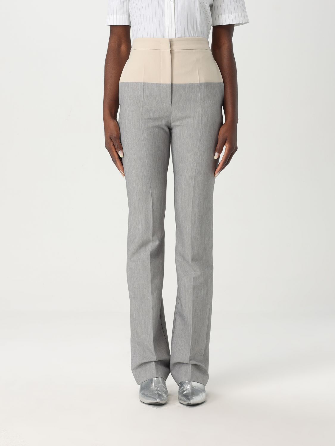 Colour-block trousers - Grey