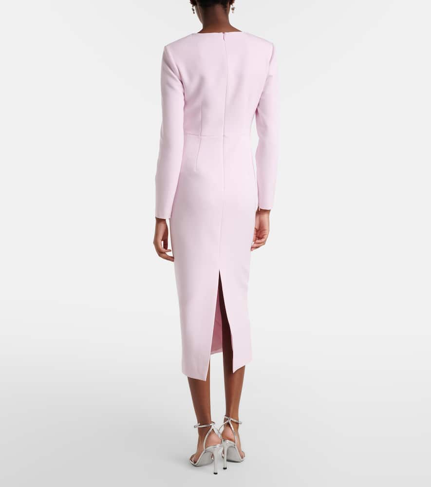 Asymmetric draped crêpe midi dress