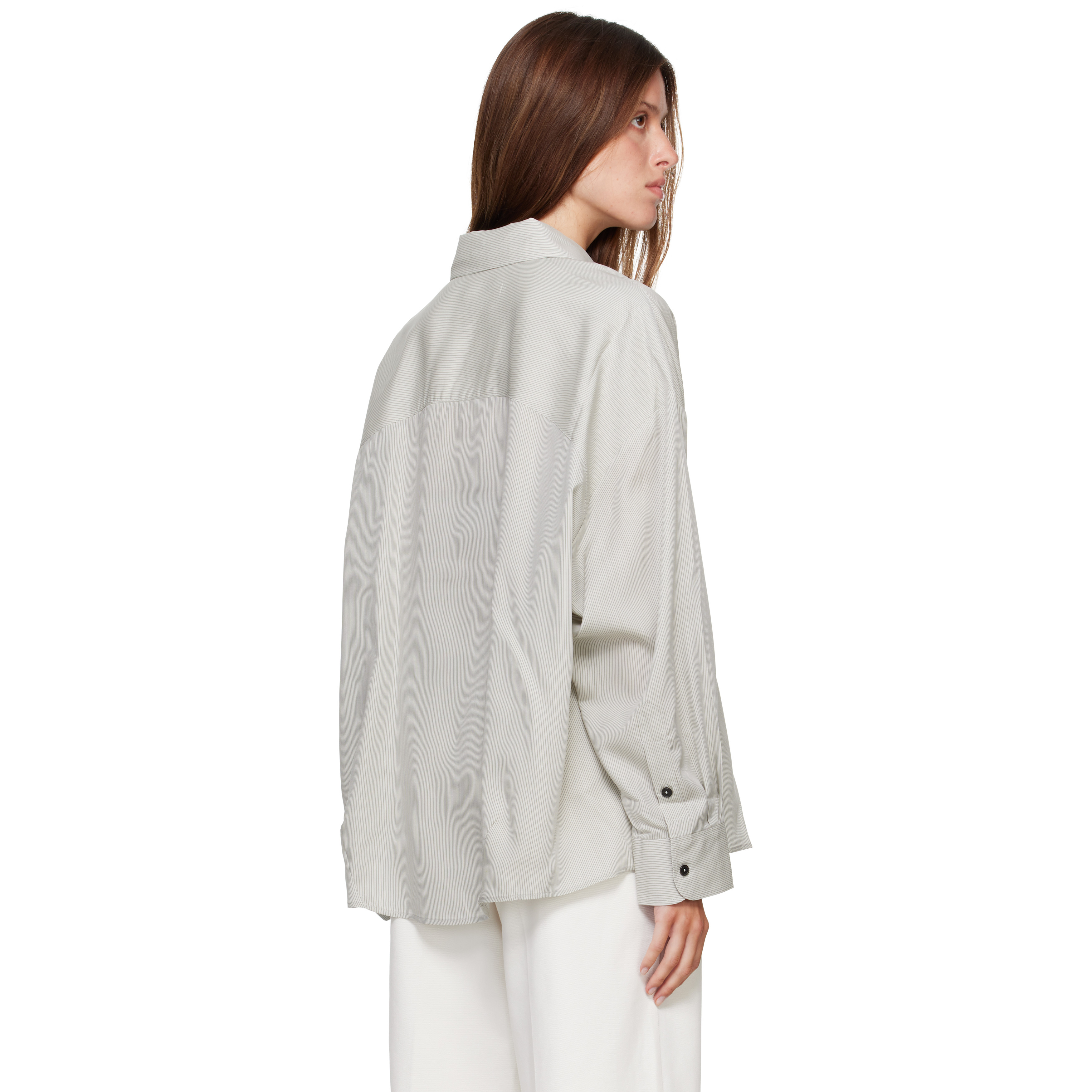 Gray Pinstriped Oversized Shirt
