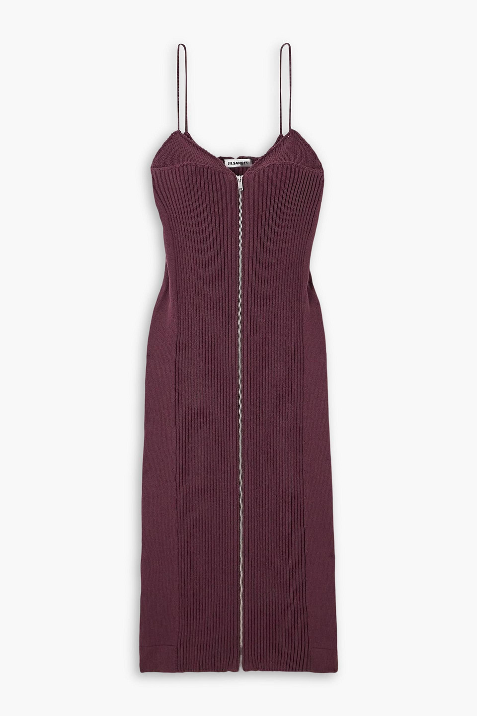 Ribbed cotton midi dress - Burgundy - FR 40