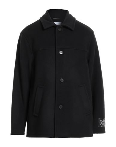 Man Coat Black Size 40 Virgin Wool, Polyamide