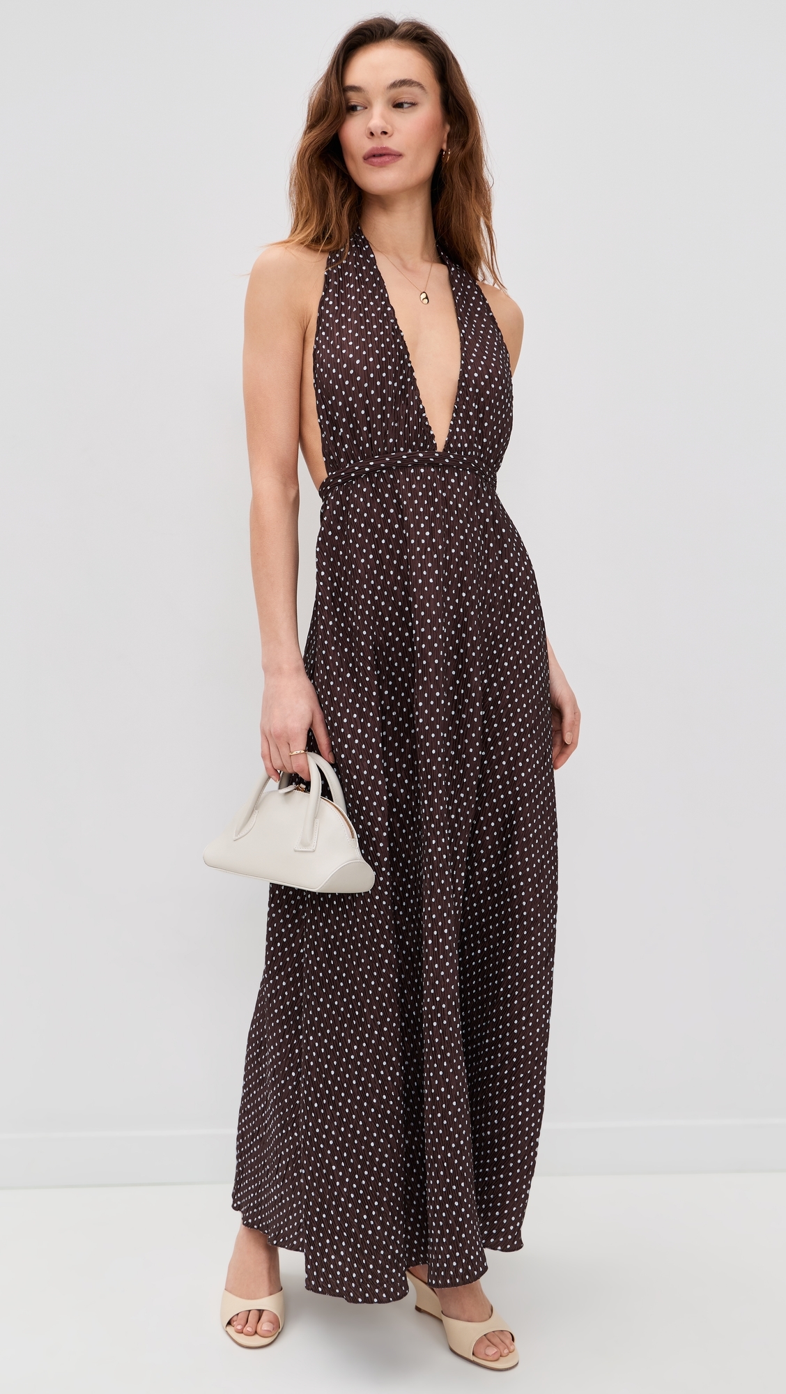 District Maxi Dress CHOCOLATE BLUE POLKA