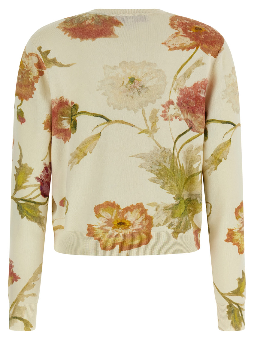 Floral Print Cardigan Sweaters And Cardigans White