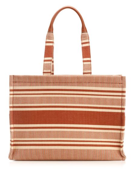 Celine Logo Embroidered Striped Tote Bag