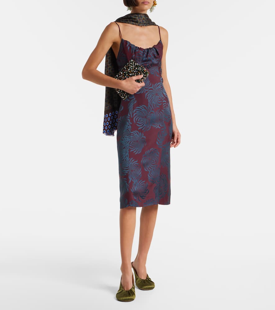 Floral jacquard midi dress