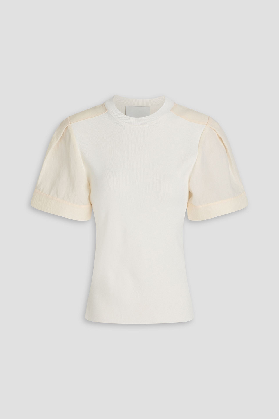 Shell-paneled ribbed-knit top - White - XS