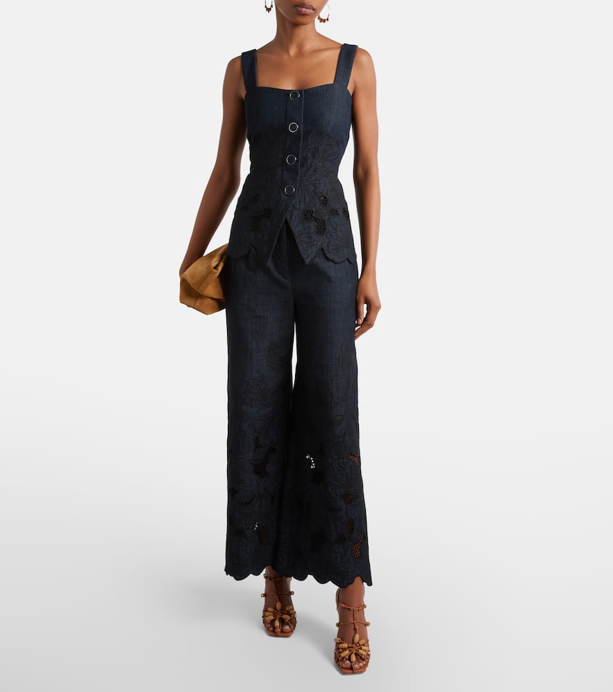 Osborne cotton chambray wide-leg pants