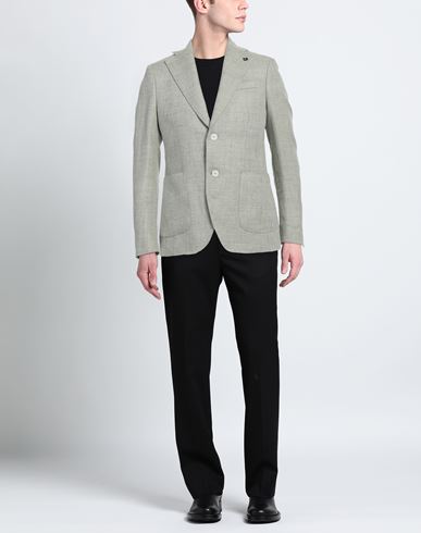 Man Blazer Sage green Size 38 Linen, Wool