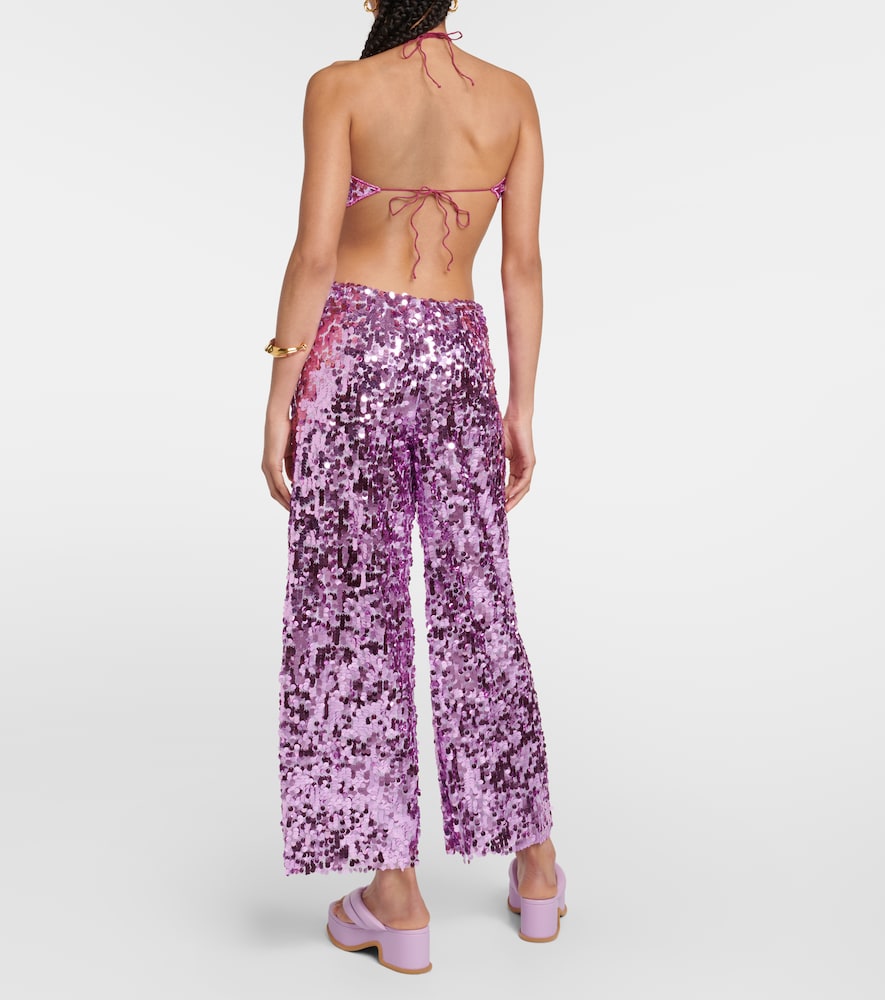 Sequined high-rise wide-leg pants