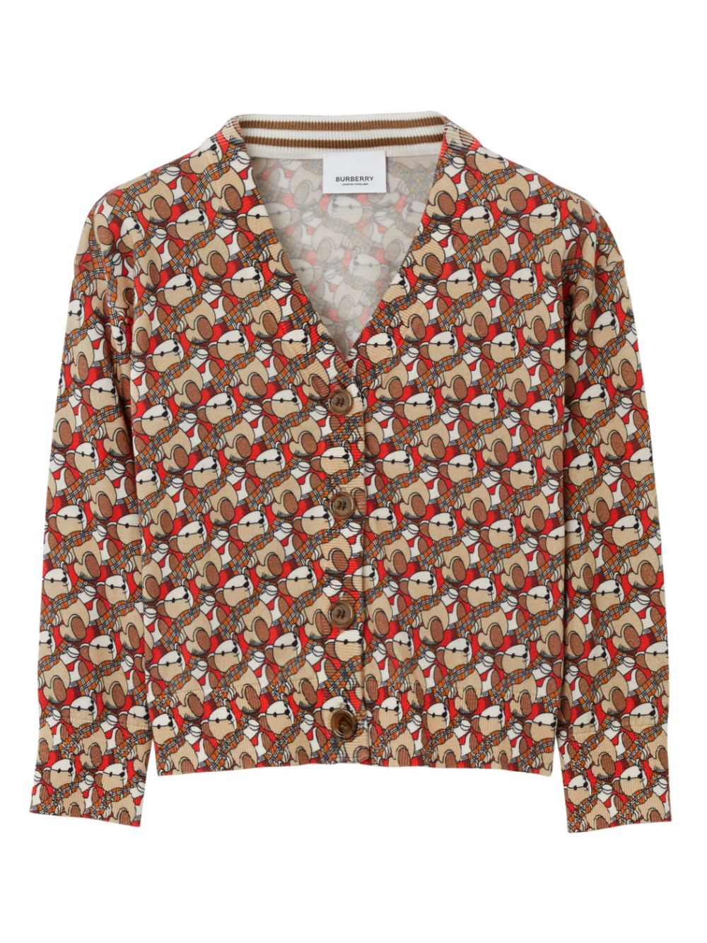 Thomas Bear print cotton cardigan - Brown