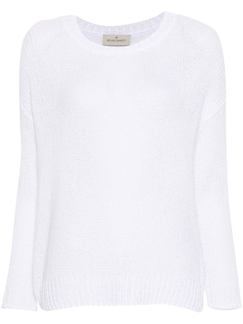 Crew-neck open-knit jumper - White