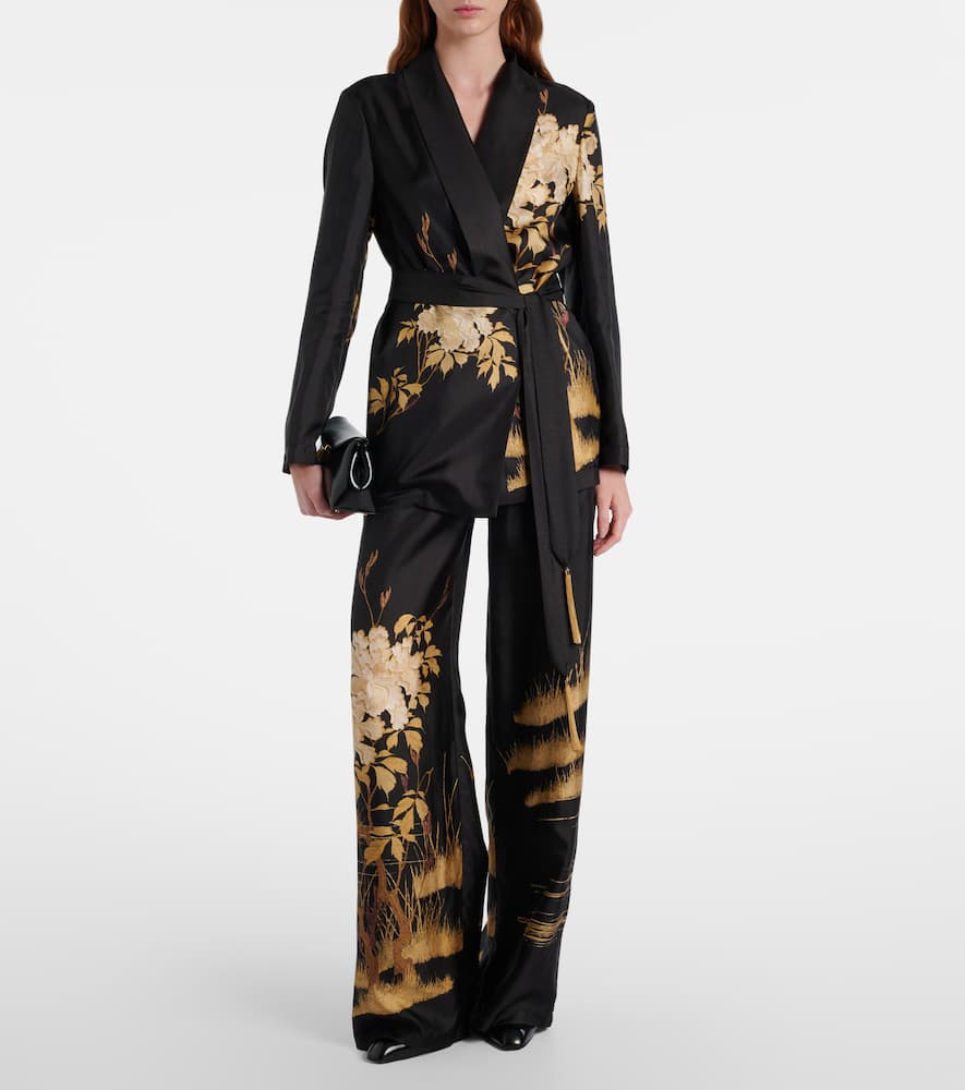 Mappa printed high-rise silk wide-leg pants